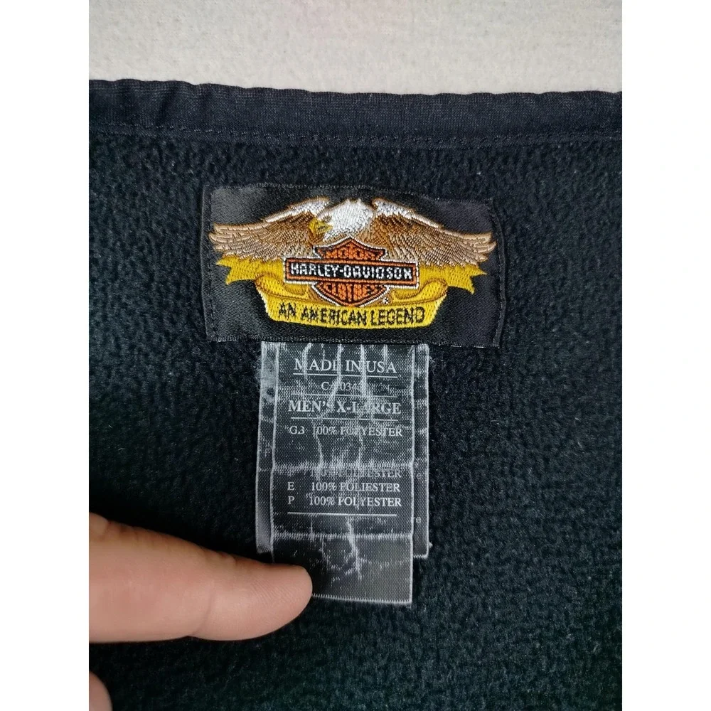 Vintage Harley Davidson Vest Mens XL Black Fleece Full Zip Motorcycle Riding